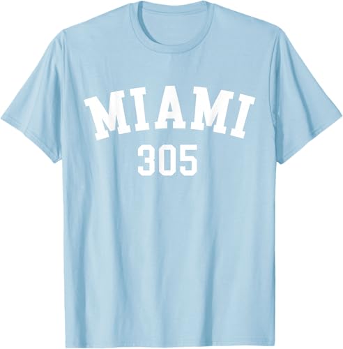 Miniatura 18 de Miami 305 USA American College Font T-Shirt Negro,Azul Marino,Azul Pastel,Arándano,Rojo,Plateado,Hierba,Verde Kelly,Marrón,Verde Oliva,Jaspeado