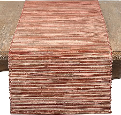 Saro Lifestyle Melaya Collection - Camino de mesa Nubby tejido brillante, 14 x 54 pulgadas, óxido