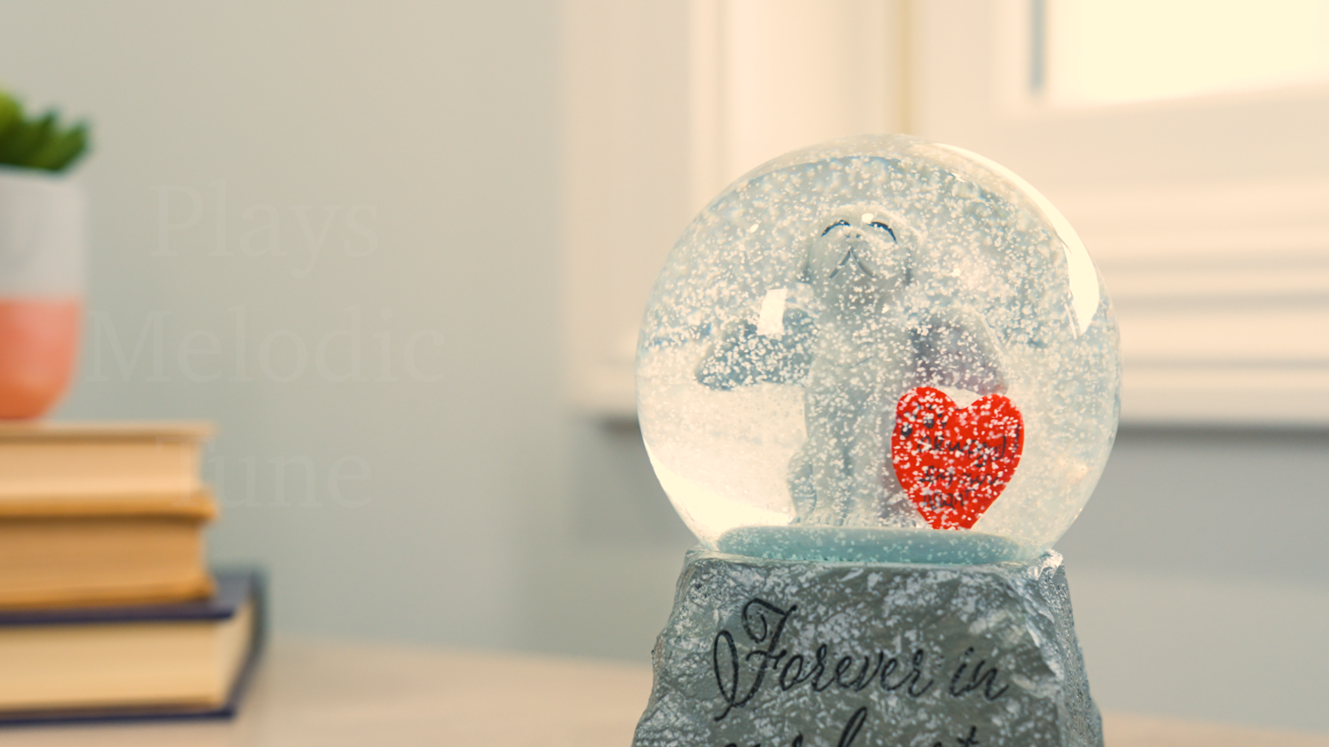 Dog Angel Wings Musical Snow Globe - Bereavement Memorial Plays "Wind Beneath My Wings"