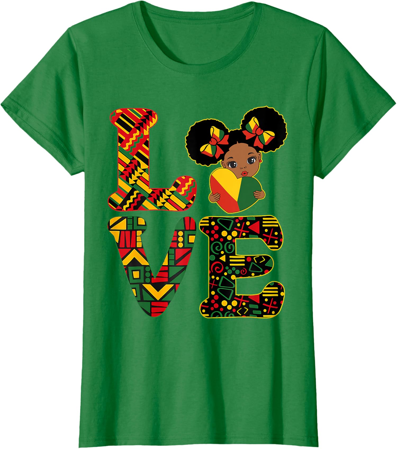 LOVE Black History Month Strong African Support Ladies' Crewneck T-Shirt - Picture 6 of 9