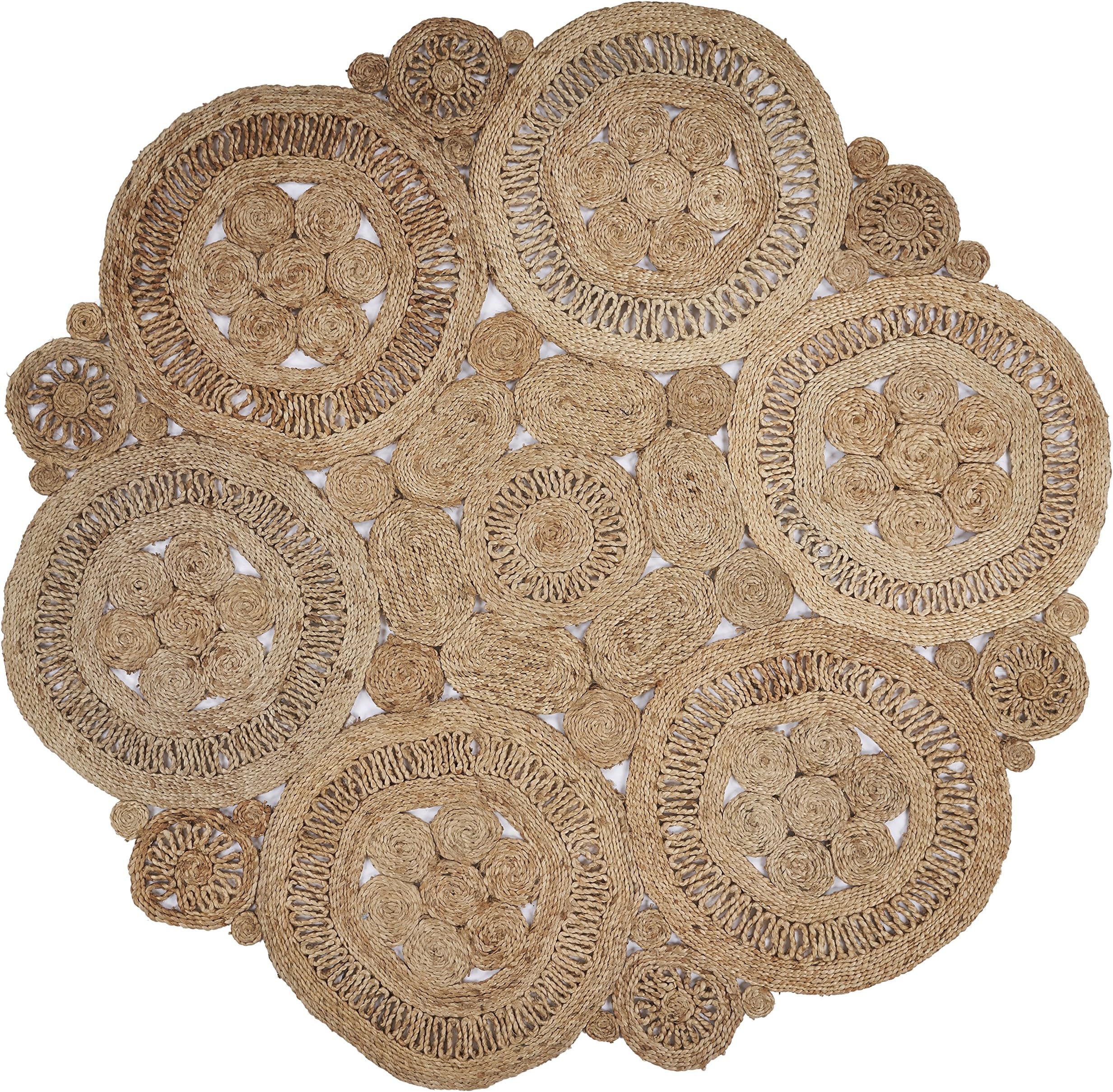 LR Resources Jute LR12031-NAT60RD Natural Round 6 ft Indoor Area Rug, 6'