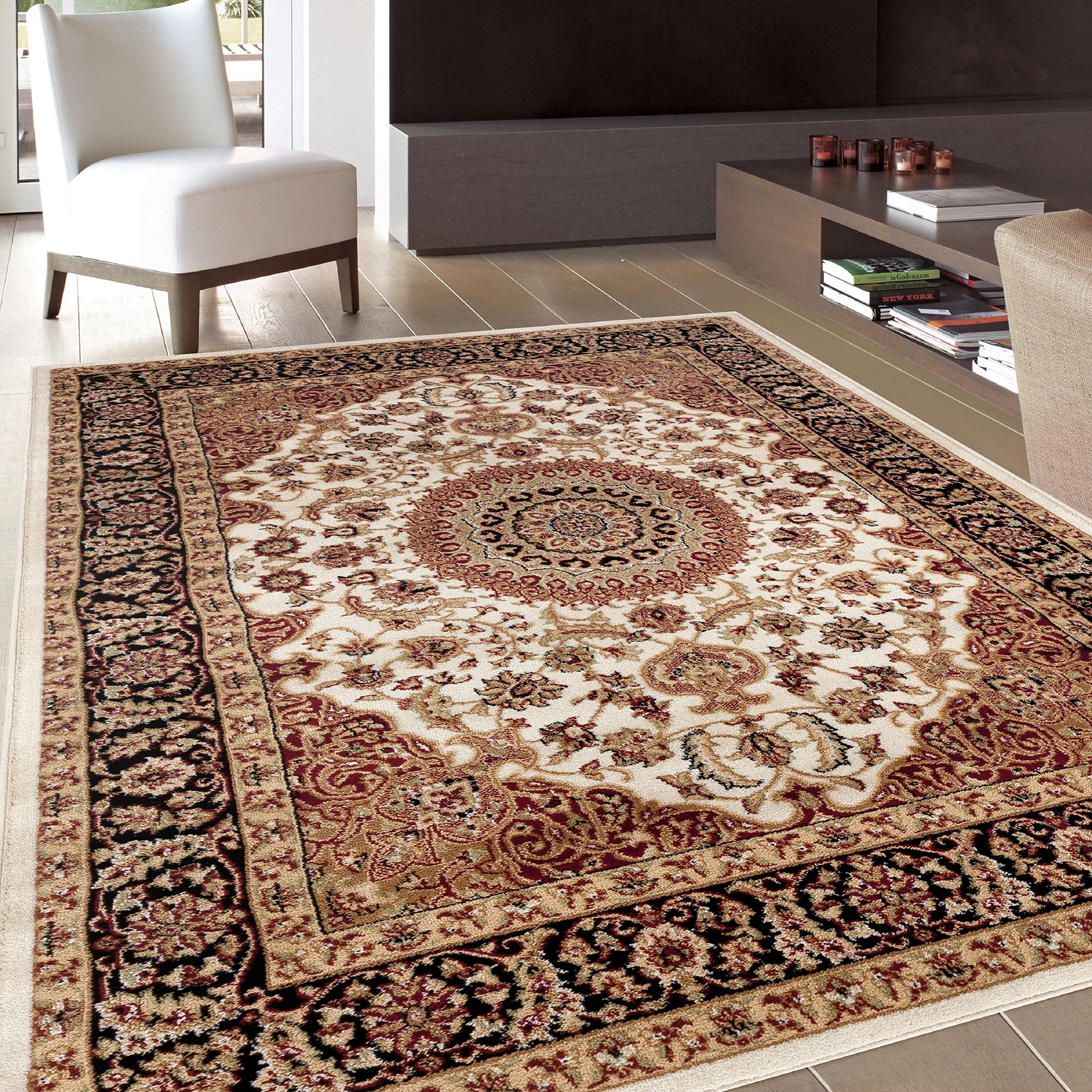 Rug and Decor Area Rug, 2' x 3', Cream (101 Cream 2' x 3')