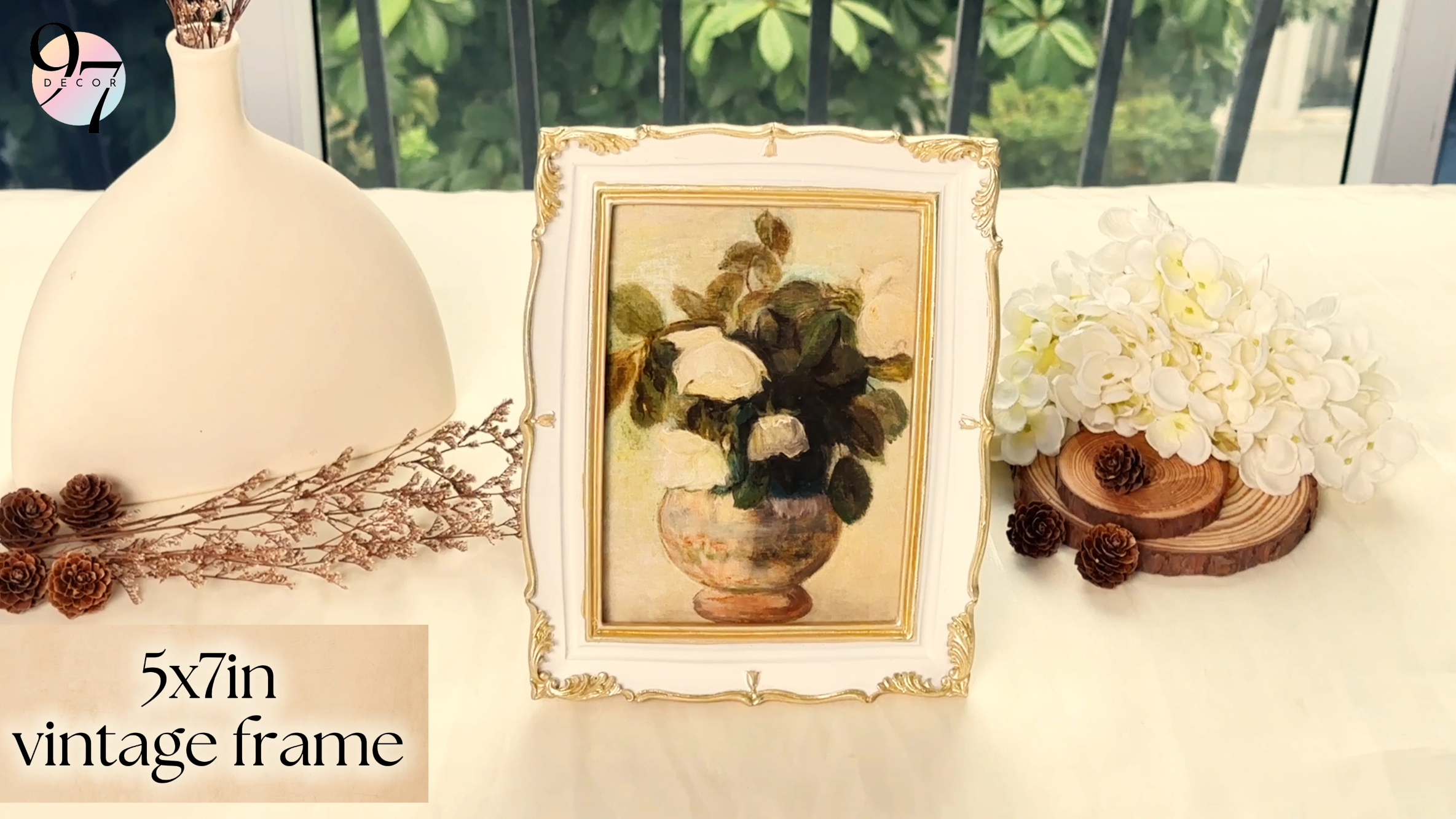 Amazon.com - 97 Decor White Gold Vintage Picture Frame 5x7-5 By 7
