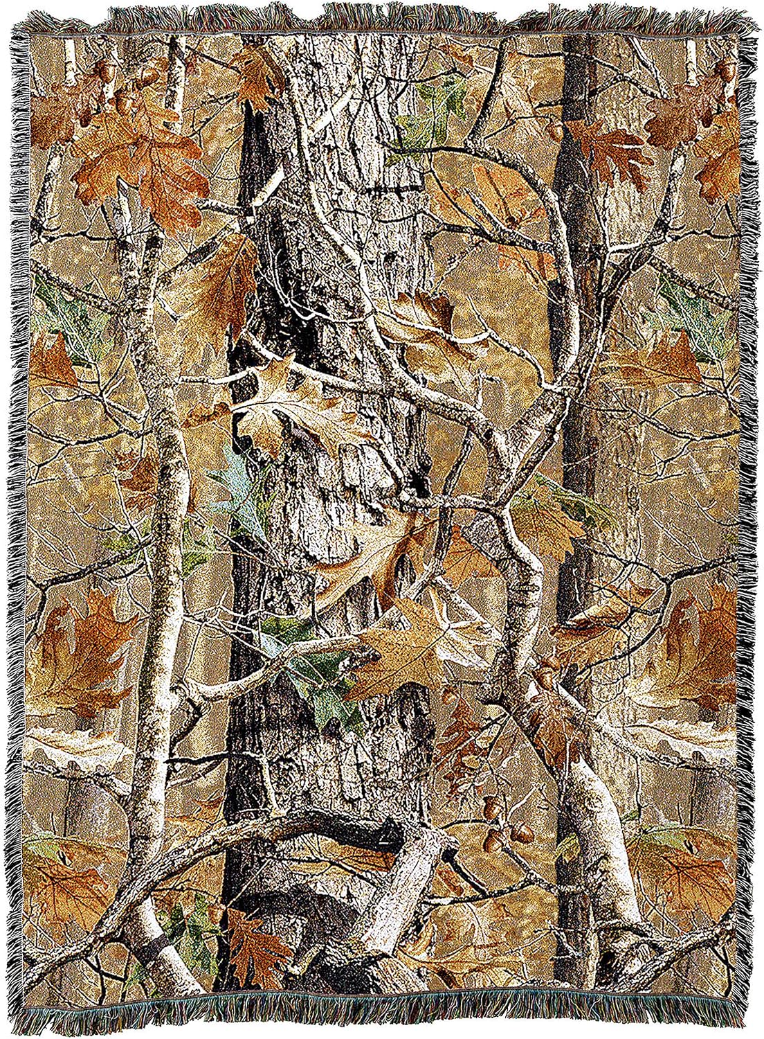 Pure Country Weavers Oak Woods Camo Blanket XL - Lodge Cabin Gift Tapestry Throw Woven from Cotton - Made in the USA (82x62)