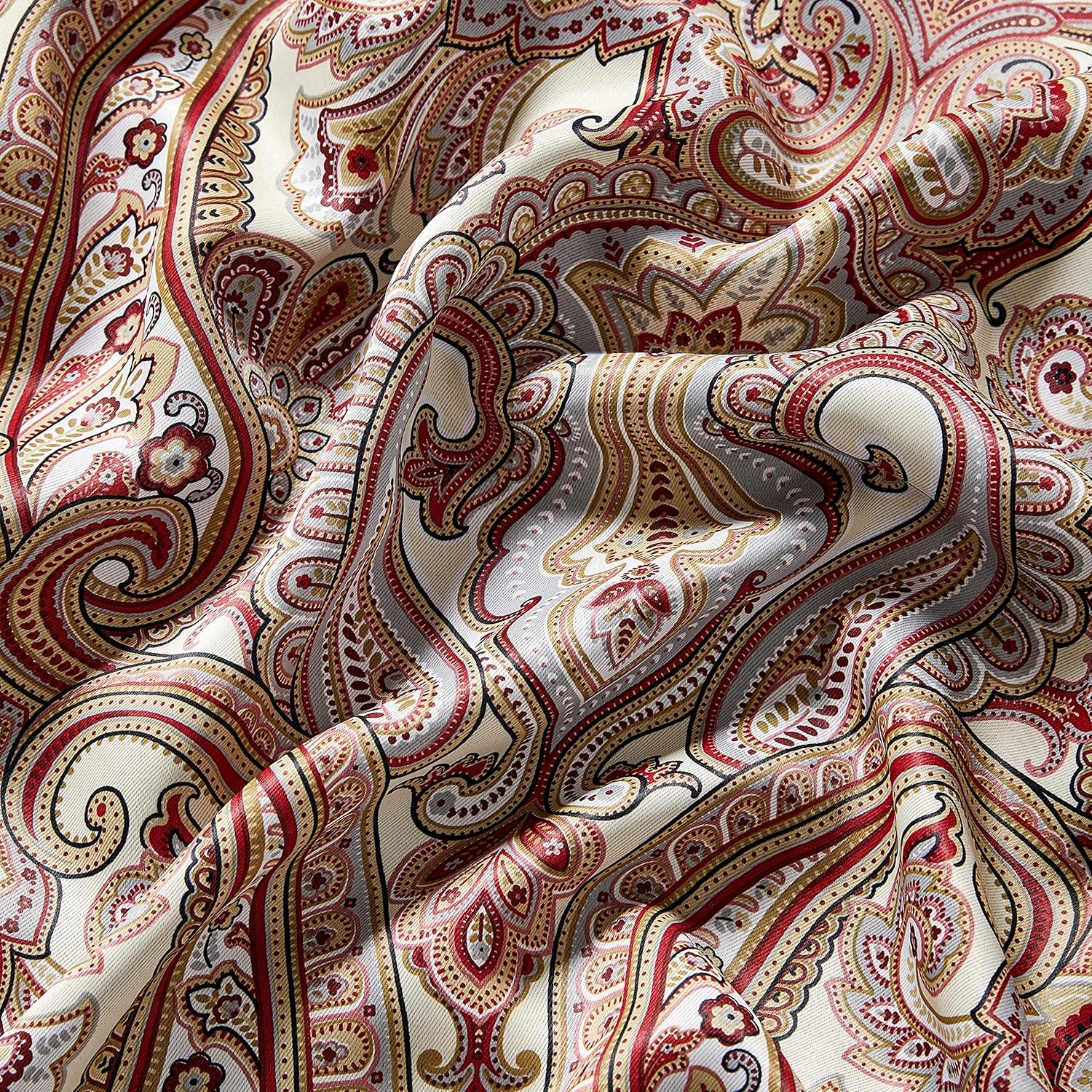 HLC.ME Paris Paisley Decorative Print Damask Pattern Light Reducing Grommet Window Curtain Panels for Bedroom - Set of 2 (50 x 63 Inch, Spice Red)