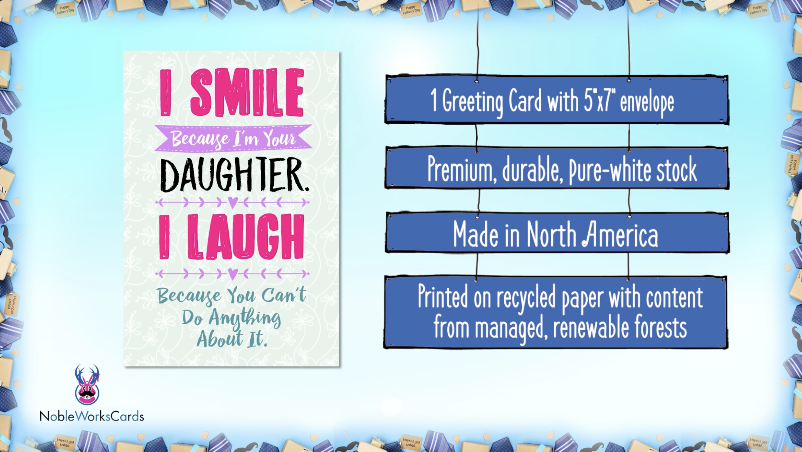 NobleWorks Carte De Vœux Hilarante Pour La Fête Des Pères Avec Enveloppe De 12,7 X 17,8 Cm Pour Papa, Papa, Beau-père (1 Carte) World's Best Dad C10465FDG