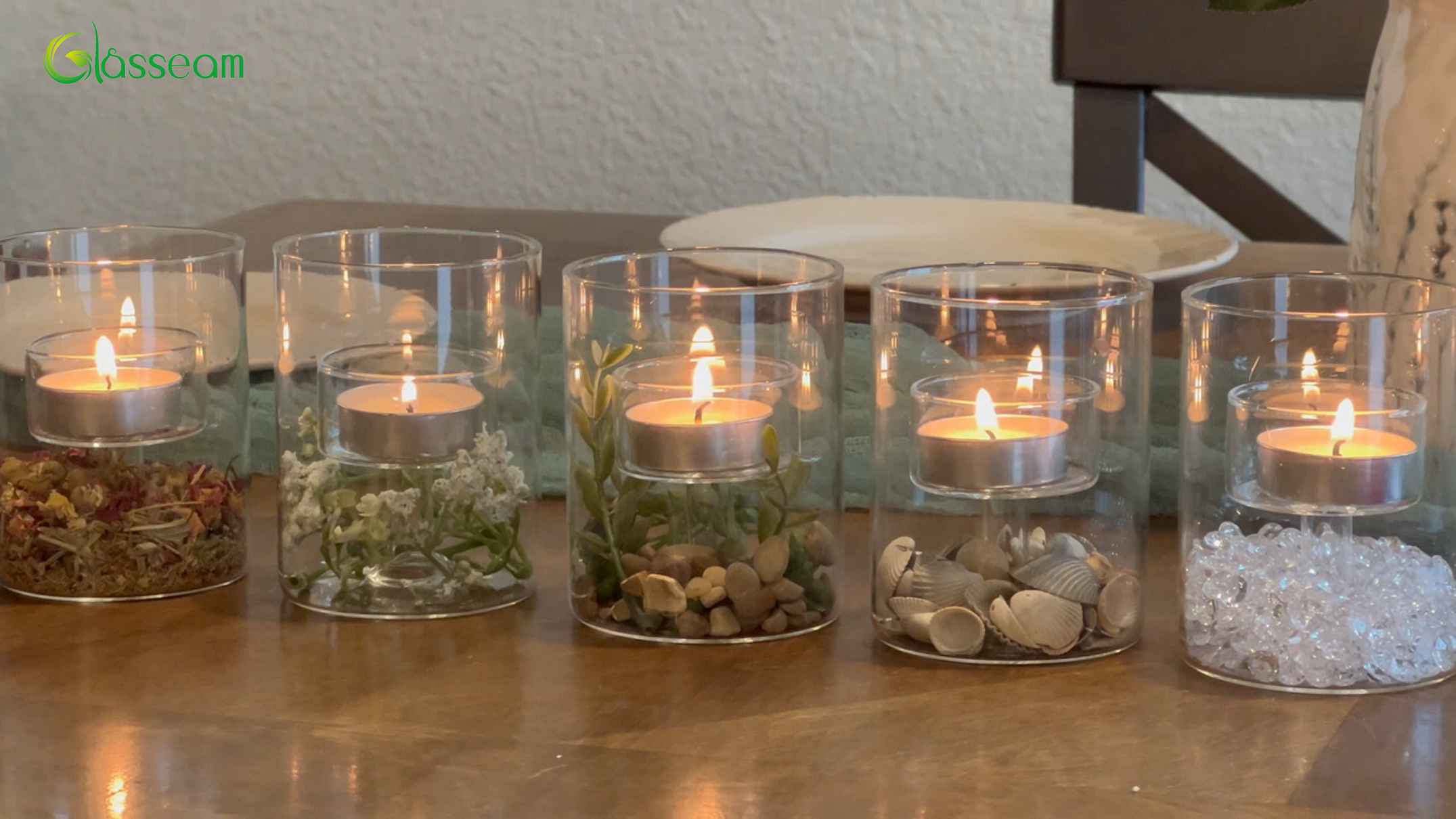 Set Of 6 Candle Holders Glasseam Glass Hurricane Candle Holders Bulk ...