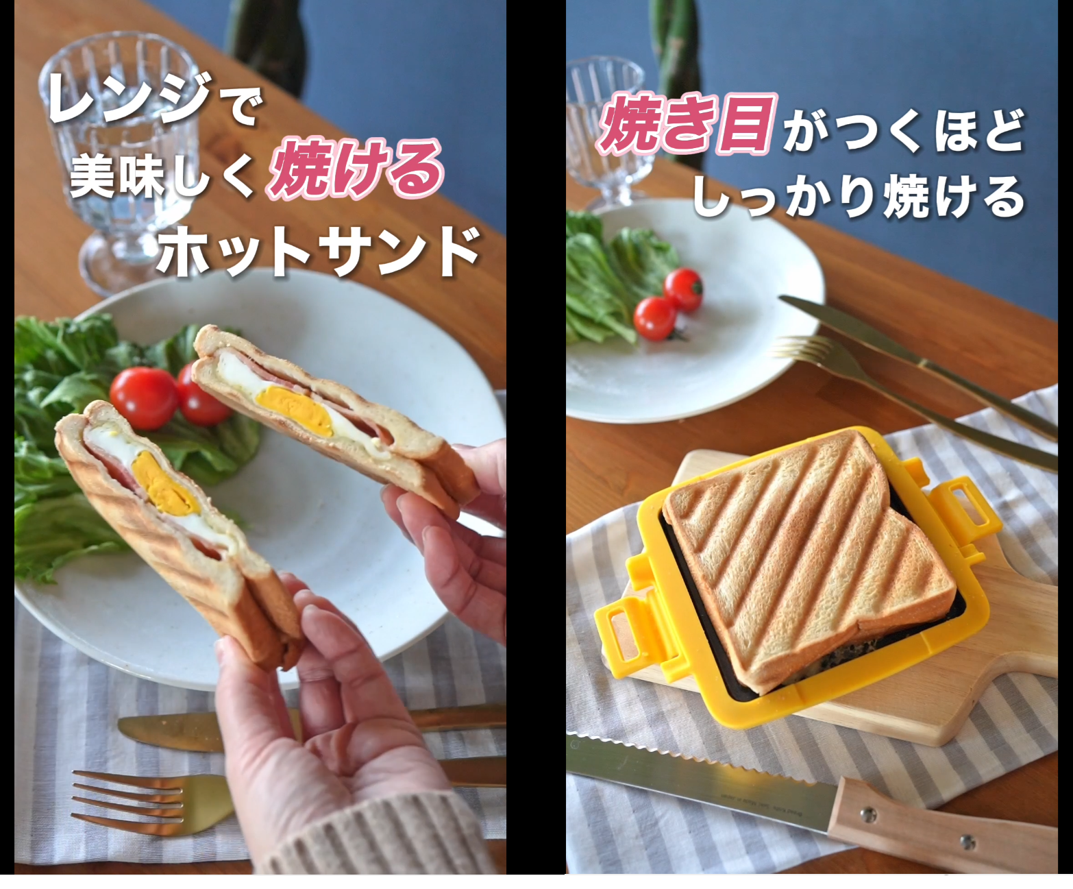 新品保証付】ハーフホットサンドメーカー 生活電彩 オレンジ&ブルー 2