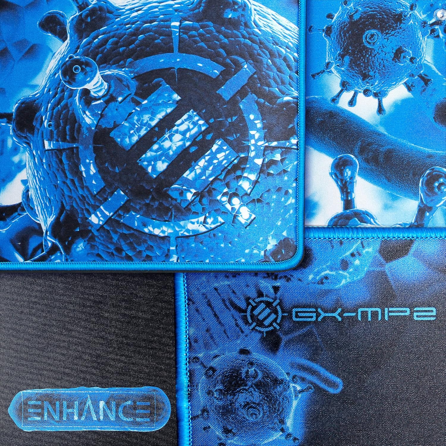 ENHANCE Pathogen Extra Large Gaming Mouse Pad (31.5 x 13.75 in) - Extended Mousepad with Anti-Fray Stitching, Low Friction Smooth Surface, Non-Slip Backing - Full Desk Mouse Mat (Blue)