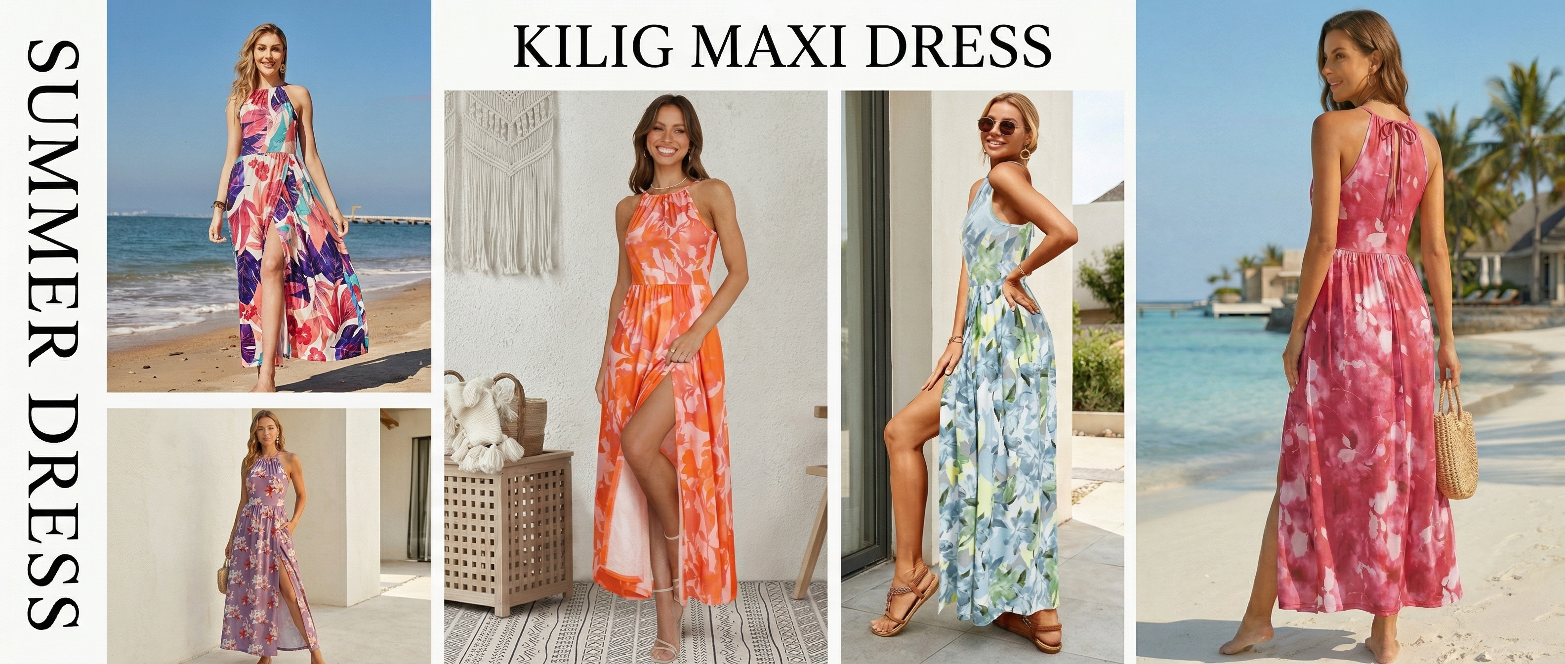 KILIG Women's Summer Spring Casual Sleeveless High Split Floral