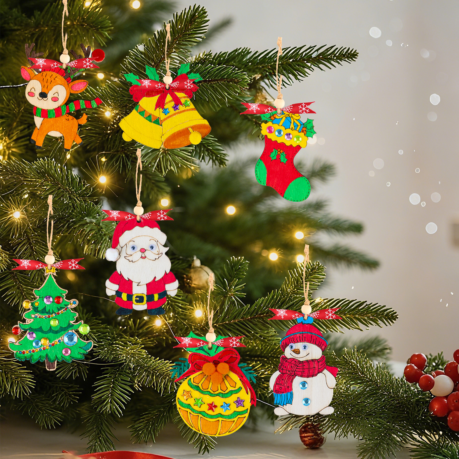 Décoration De Noël En Bois – Tranche Ronde Avec Pingouin, Fait Main