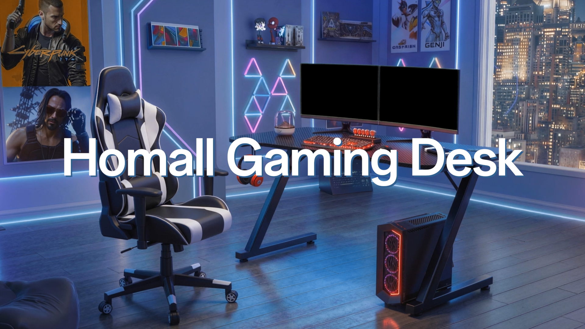 Homall Gaming Desk 140 x 60 cm PC Computer Desk Z Shaped Computer