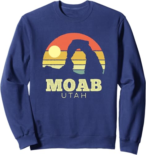 Miniatura 5 de Moab Utah Vintage Sunset Arches Adventure Outdoors Sweatshirt Black,Navy Blue,Dark Heather Grey,Royal Blue