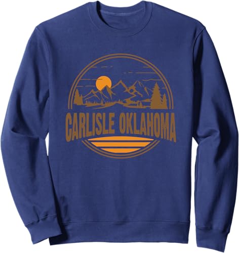 Miniatura 6 de Vintage Carlisle, Oklahoma Mountain Hiking Souvenir Print Sweatshirt Black,Navy Blue,Dark Heather Grey,Heather Grey,Royal Blue