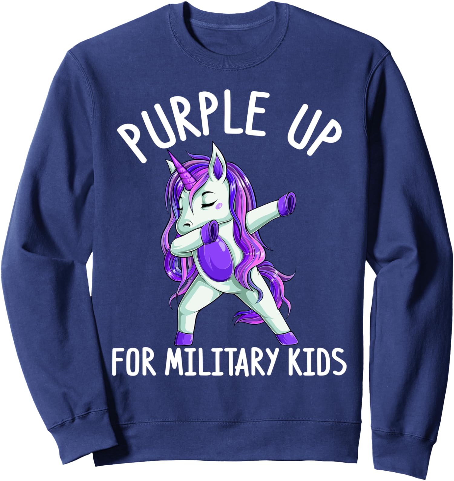 Funny Purple Up For Military Kids Month Military Unisex Crewneck Sweatshirt - Picture 3 of 4