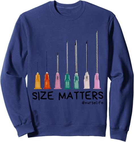 Miniatura 6 de Needle Size Matters Funny Nursing CNA Nurse Life Sweatshirt Black,Navy Blue,Dark Heather Grey,Heather Grey,Royal Blue