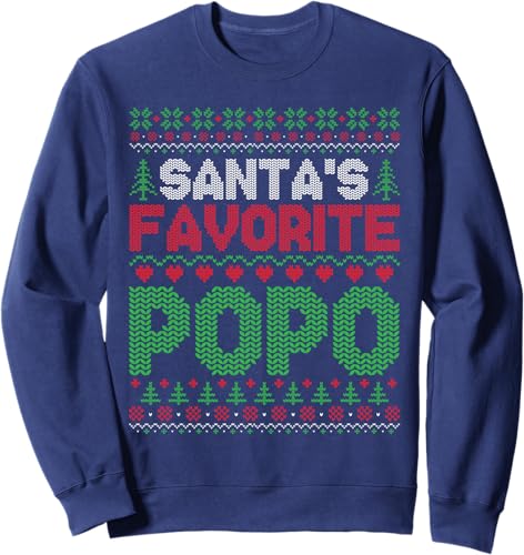 Miniatura 5 de Xmas Santa's Favorite Popo Funny Ugly Christmas Sweater Sweatshirt Black,Navy Blue,Dark Heather Grey,Royal Blue