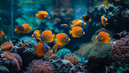 Aquarium Screensaver Ultra HD 4K: A Tranquil Underwater Experience with Realistic Marine Life, Ambie