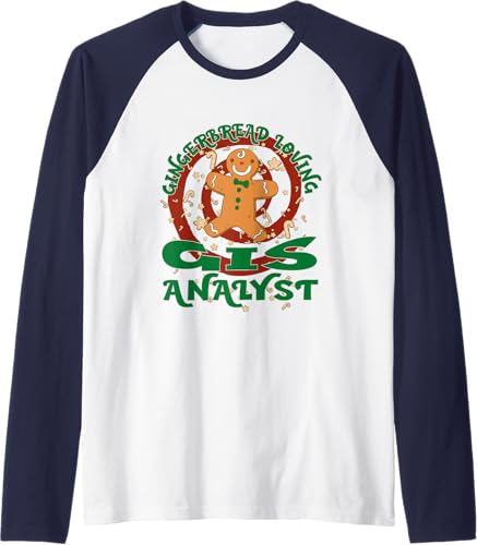 Miniatura 6 de GIS Analyst Job Gingerbread Funny Xmas Raglan Baseball Tee