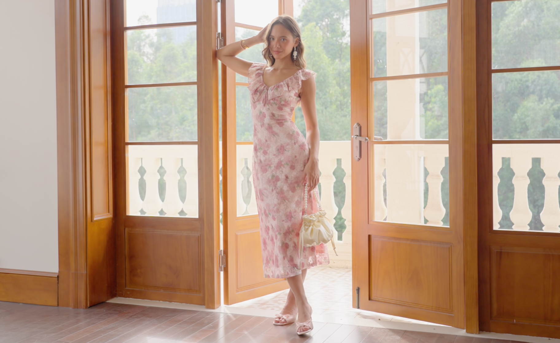 CIDER Women's Floral Wedding Guest Dress Ruffle Cocktail Dress Summer Fall