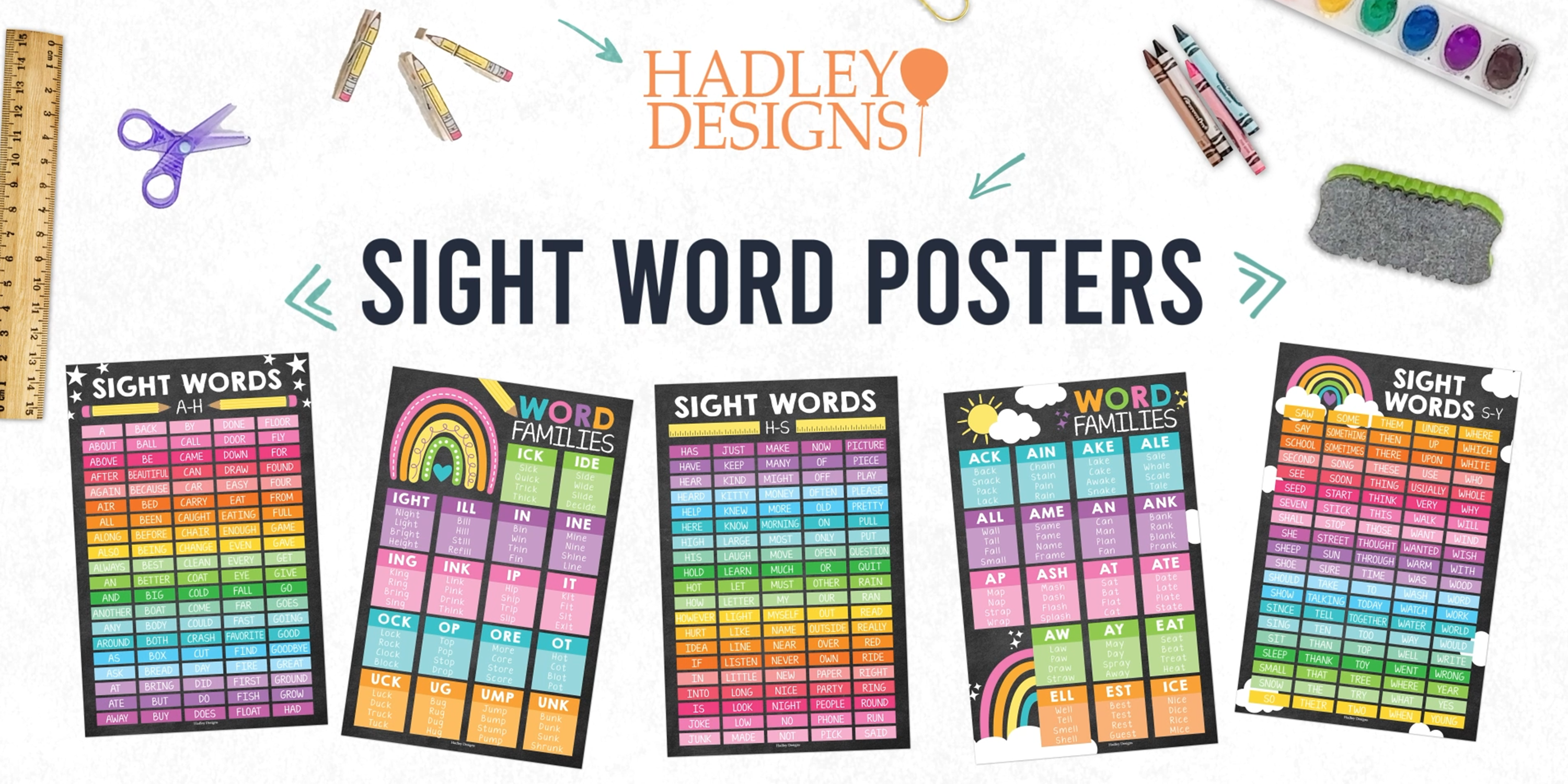 Amazon.com: 8 Sight Words Posters for Classroom Word Wall – 100