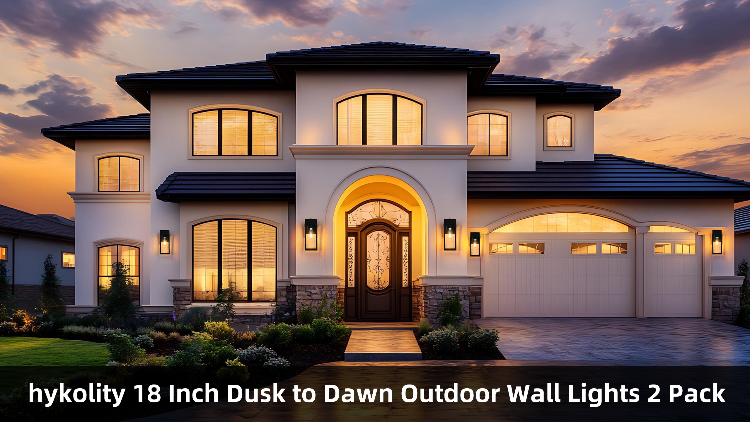 hykolity Large Size Dusk to Dawn Outdoor Wall Lanterns, 18 Inch