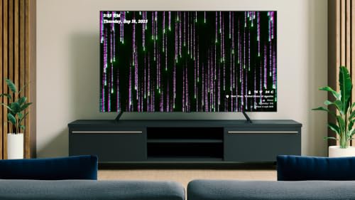 Matrix Code Rain avec musique d'ambiance - Glitch numérique en chute libre avec horloge et météo en direct – vue 8