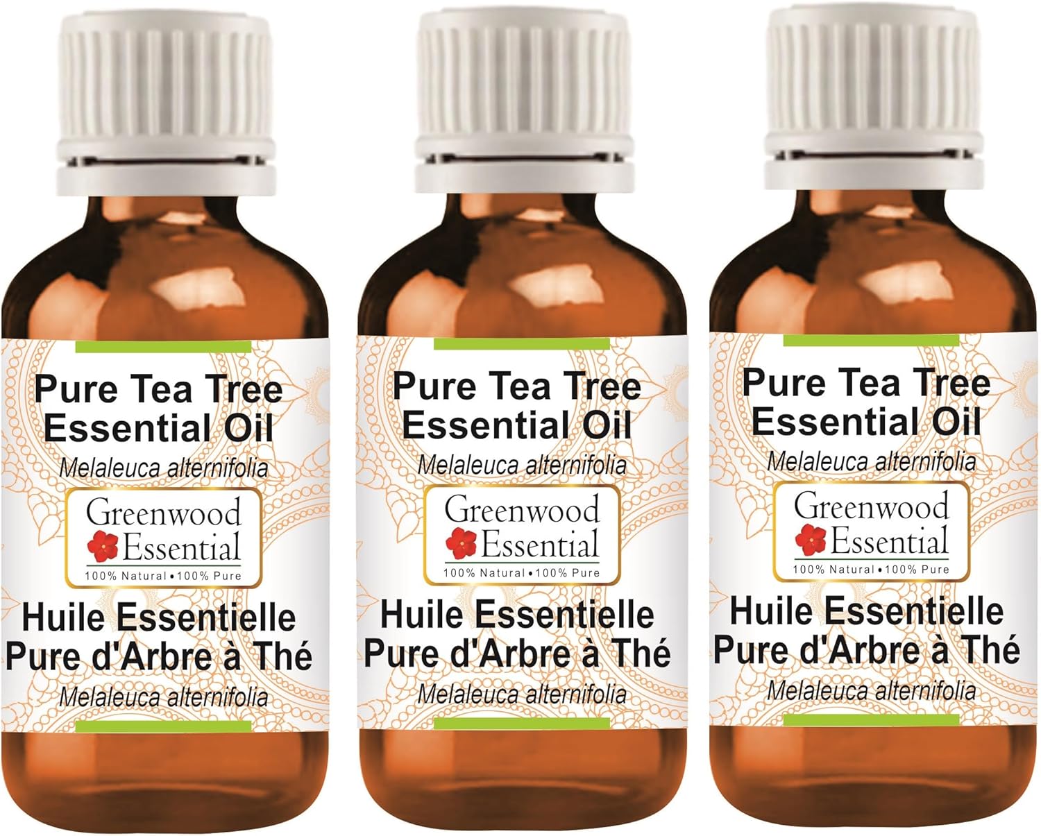 Greenwood Essential Tea Tree Essential Oil, Steam Distilled, 3 x 100ml