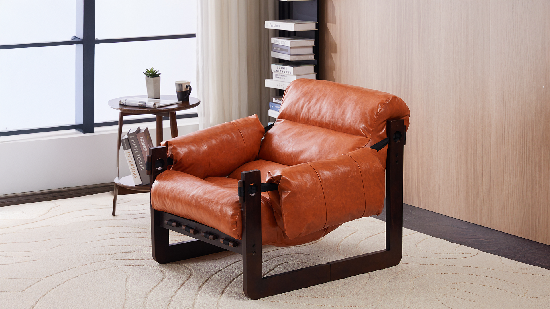 Sillón Moderno Naranja Piel Aceitada miniatura 7