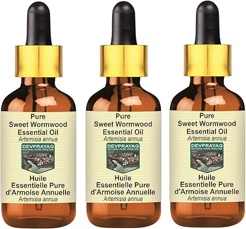 Miniatura 12 de Aceite esencial puro de ajenjo dulce (Artemisia annua) con cuentagotas de vidrio destilado al vapor 0.2 fl oz (0.16 oz)