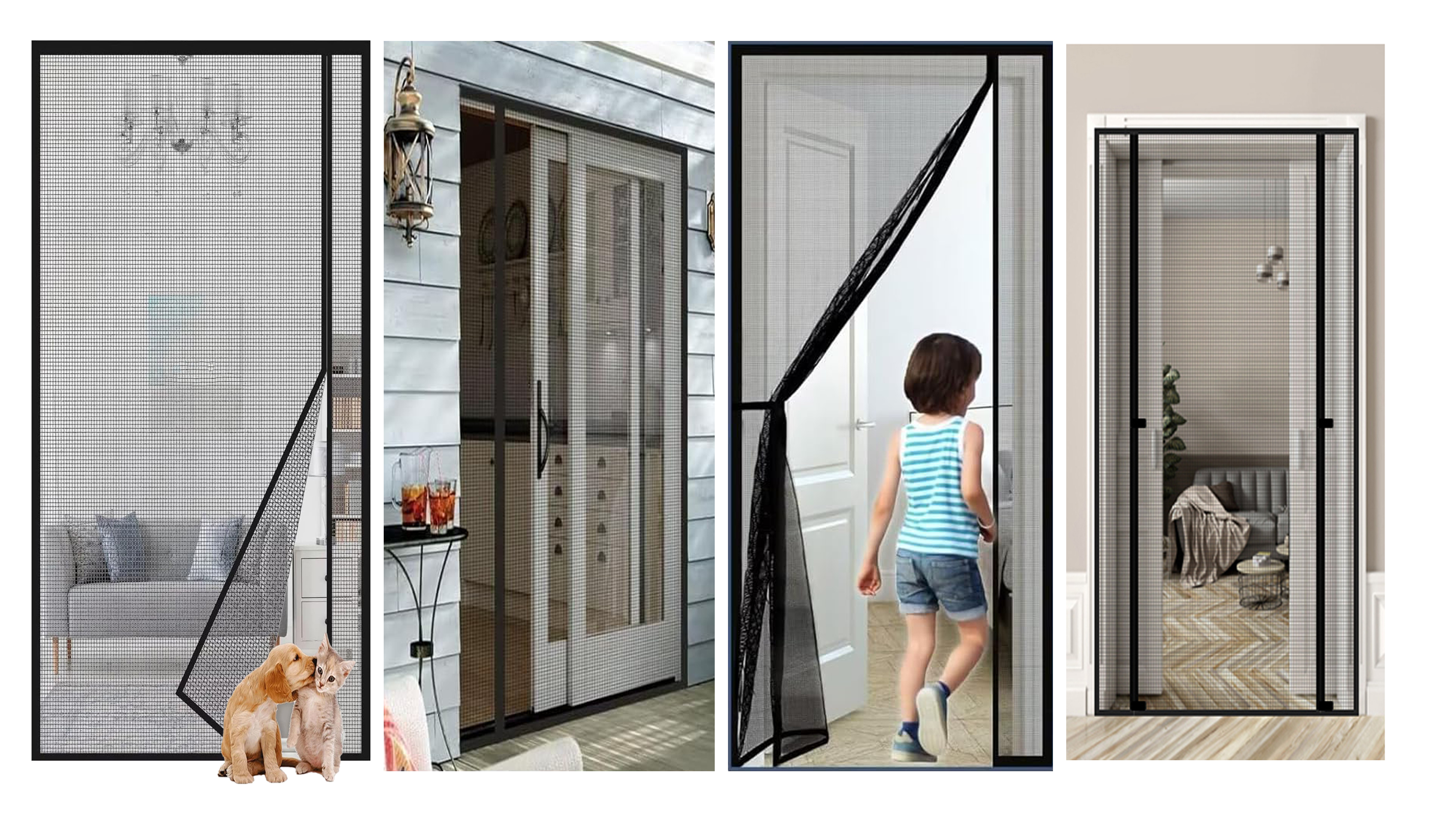 Magnetic Fly Insect Screen Door, 160x240cm, Black Durable Door Mesh Curtains with Magnet, Automatically Seal, Easy to Install Without Drilling, Mesh Screen Door for Porch and Balcony