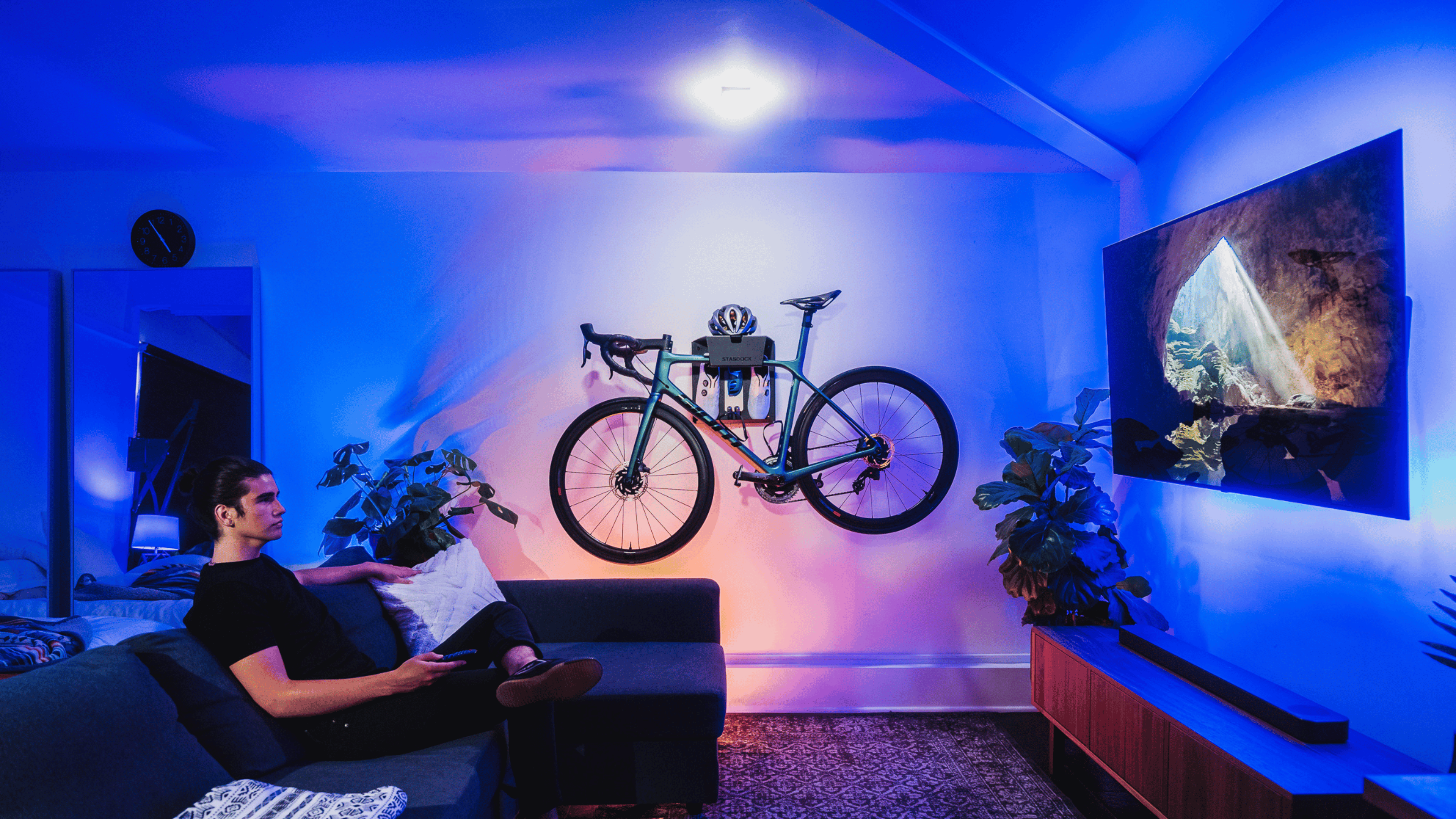 Support Mural Vélo Stasdock - Porte-Bicyclette Design Avec Range Casque Et Chaussures