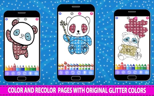 Panda Coloring Book Glitter Pages for Kids