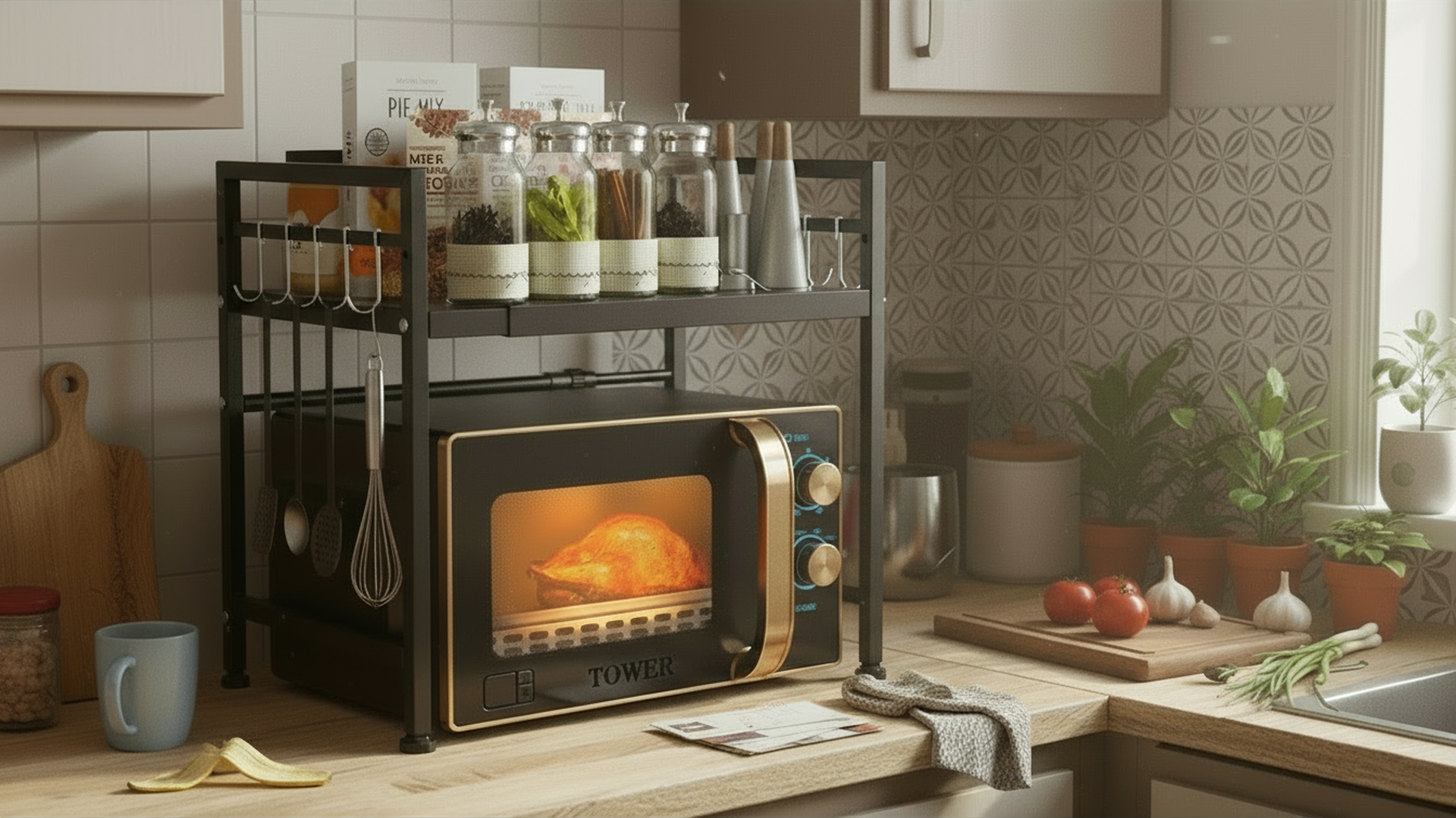 Mensola per Microonde Con Design a Muro - Supporto per