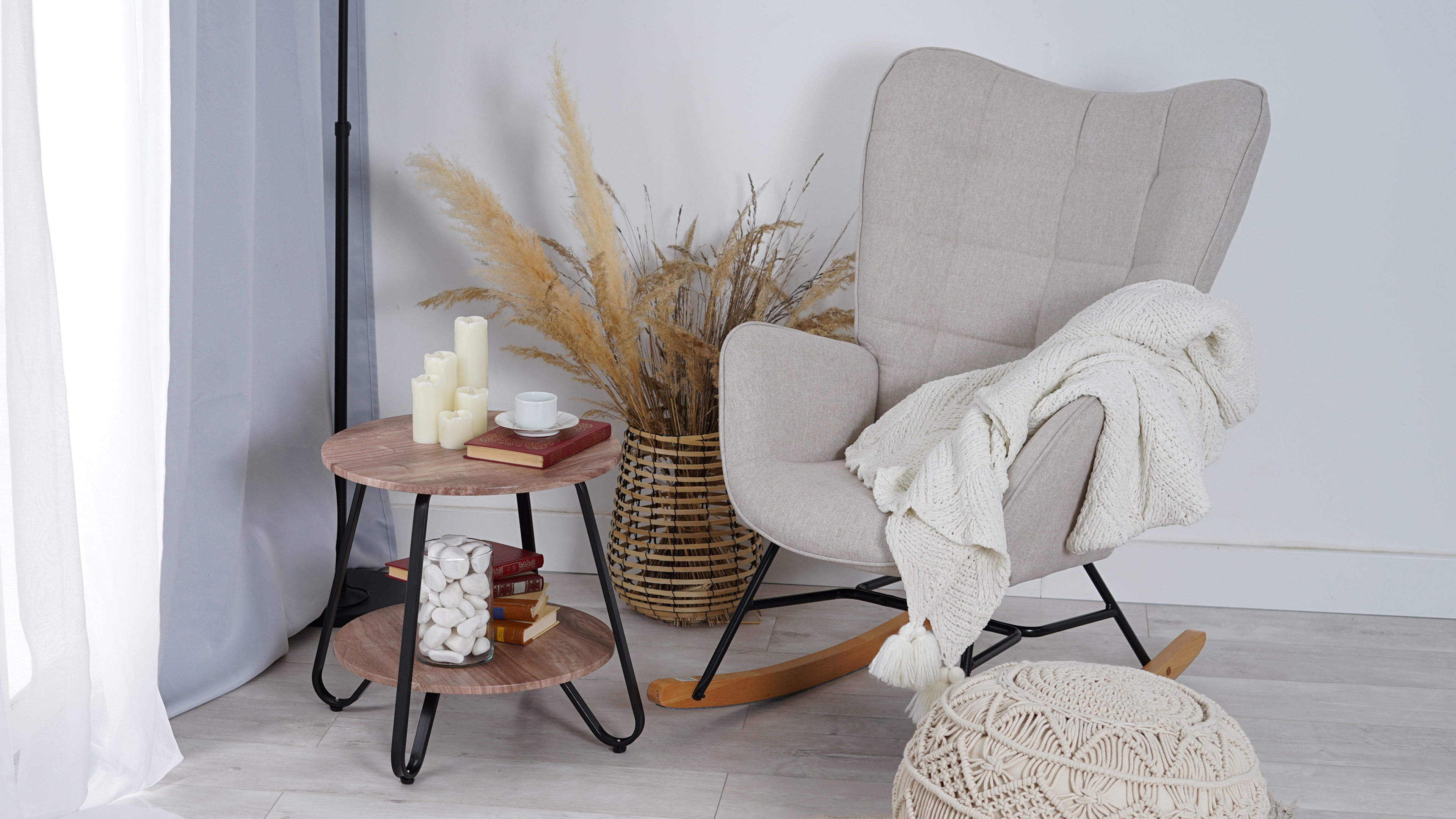 Sedia A Dondolo In Velluto Con Gambe In Legno - Poltrona Relax Per Soggiorno E Camera Da Letto, Schienale Alto - Foto 7