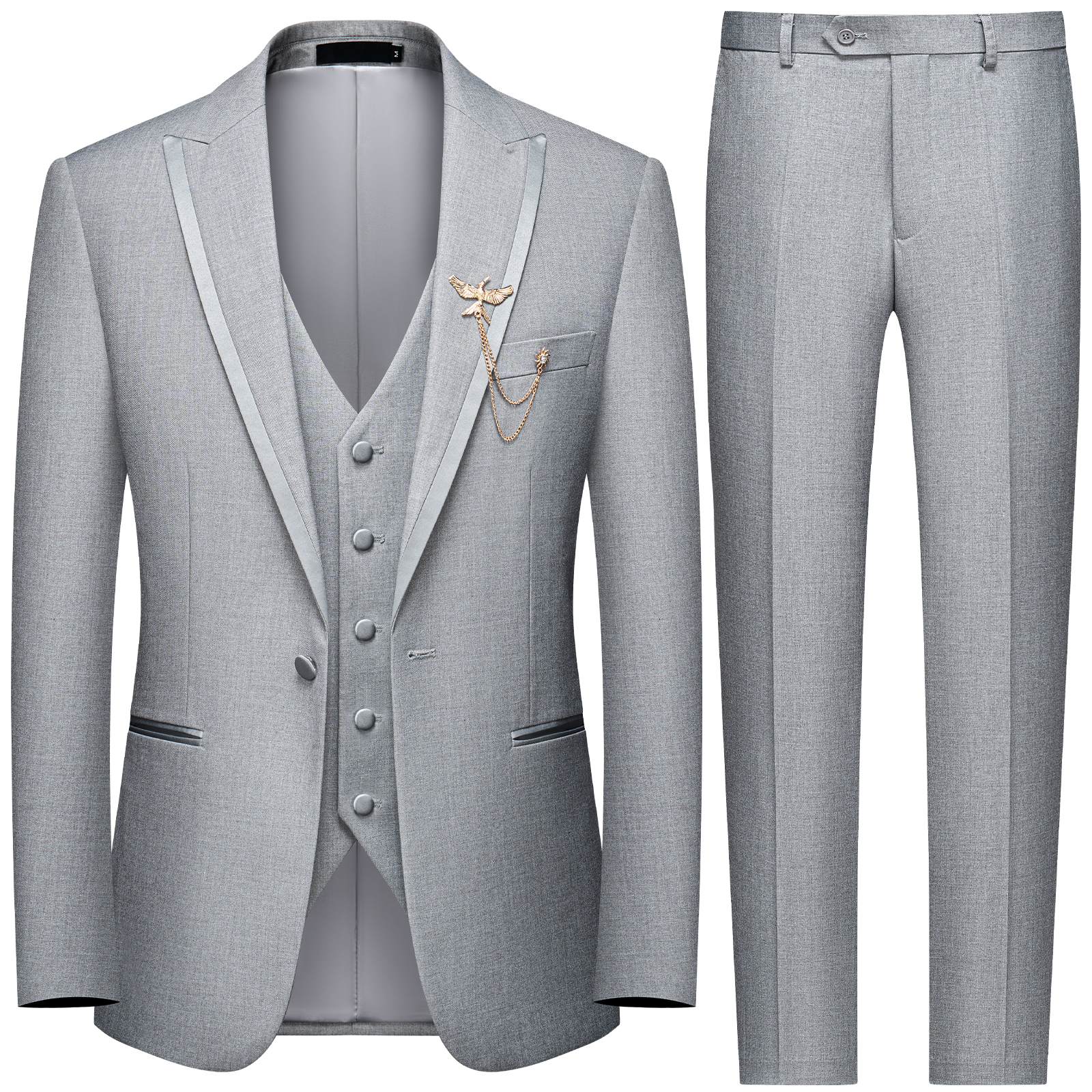 WEEN CHARM Men's 3 Piece Suit One Button Blazer Jacket Vest Pants