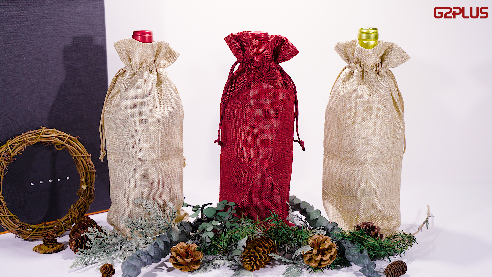 Generico Sacchetti Regalo per Vino Confezione da 3 PZ Borse Portabottiglie con Manici Buste