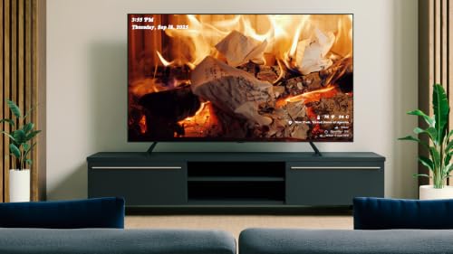 Cheminée romantique avec sons de cheminée - TV ASMR confortable avec horloge et météo en direct – vue 5