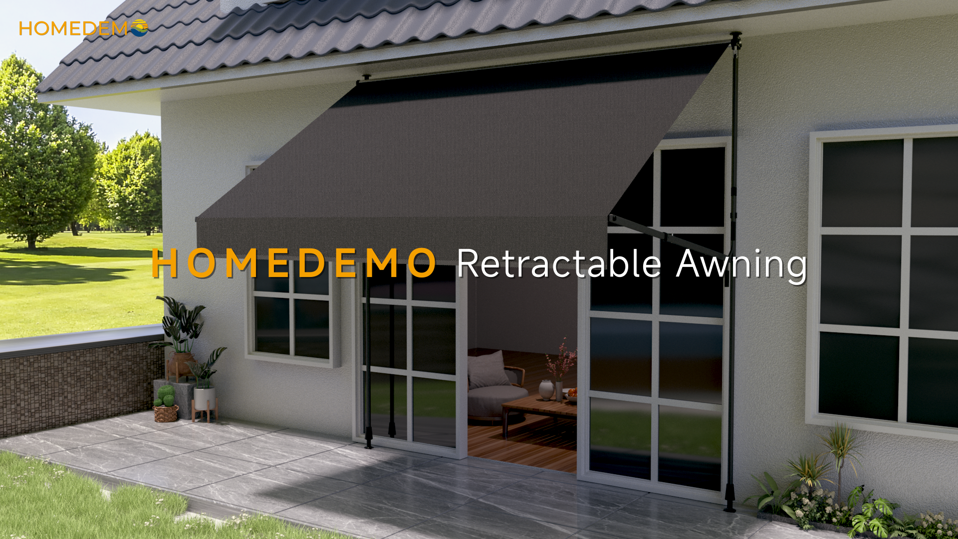 HOMEDEMO Klemmmarkise mit Einstellbare Handkurbel, Balkonmarkise ohne Bohren, Markise Sonnenschutz, UV-beständig & höhenverstellbar für Outdoor, Terrasse, Balkon, Garten, Hellgrau, 250 x 125 cm
