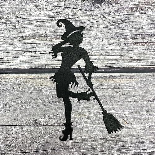 Miniatura 3 de Muere de corte de metal con silueta de bruja de Halloween sexy para hacer tarjetas, álbumes de recortes, bricolaje, regalo de manualidades de papel,