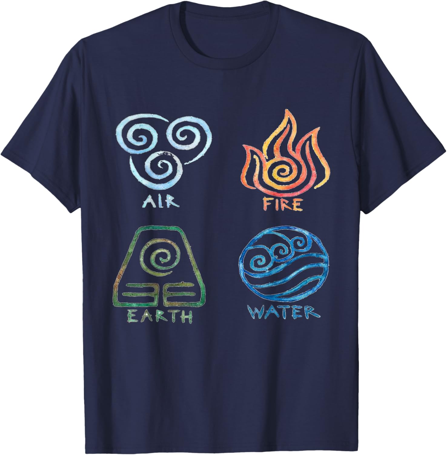 Vintage Graphic Funny Air Fire Water Earth Classic Logo T-Shirt
