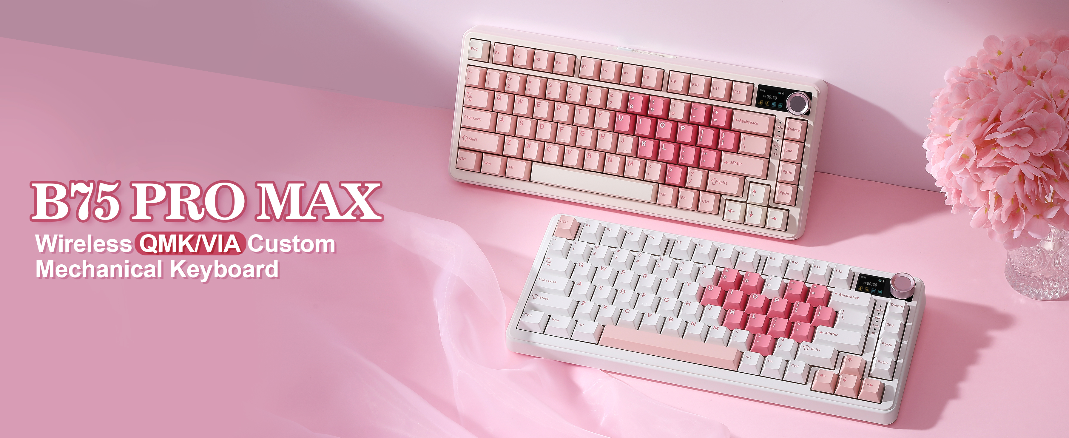 Amazon.com: YUNZII B75 PRO MAX 75% Mechanical Keyboard (Pink Heart