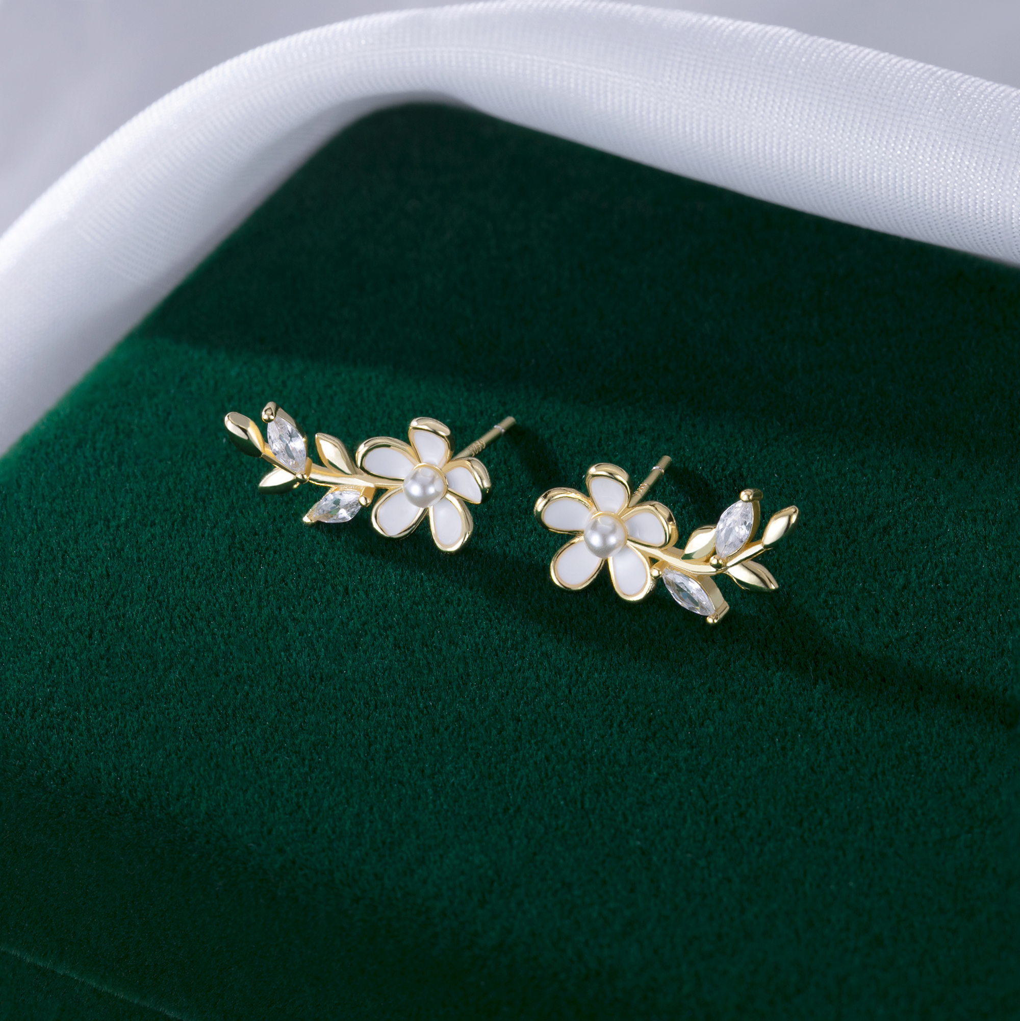 4.0mm Citrine And Mother-of-Pearl Flower Stud Earrings In Sterling - Foto 10