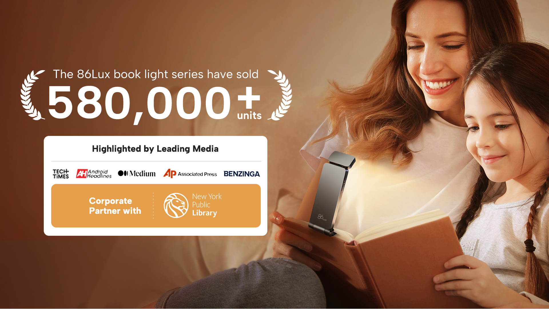 86lux Book Light, Rechargeable Reading Lights for Books in Bed