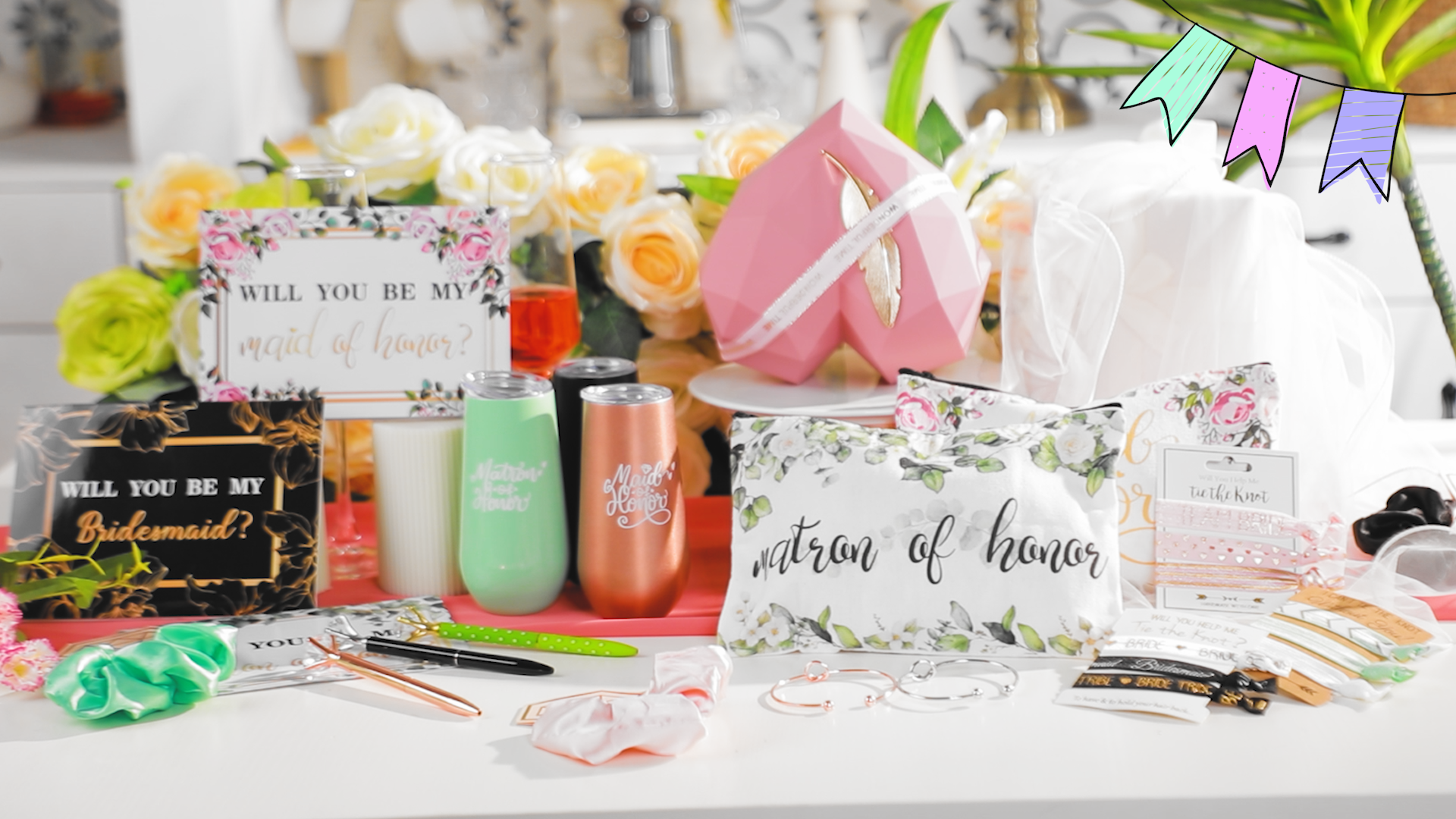 Yexiya 13-Pc Bridesmaid Proposal Box Gift Set - Includes Tumbler, Socks, Jewelry & More 1 thumbnail image
