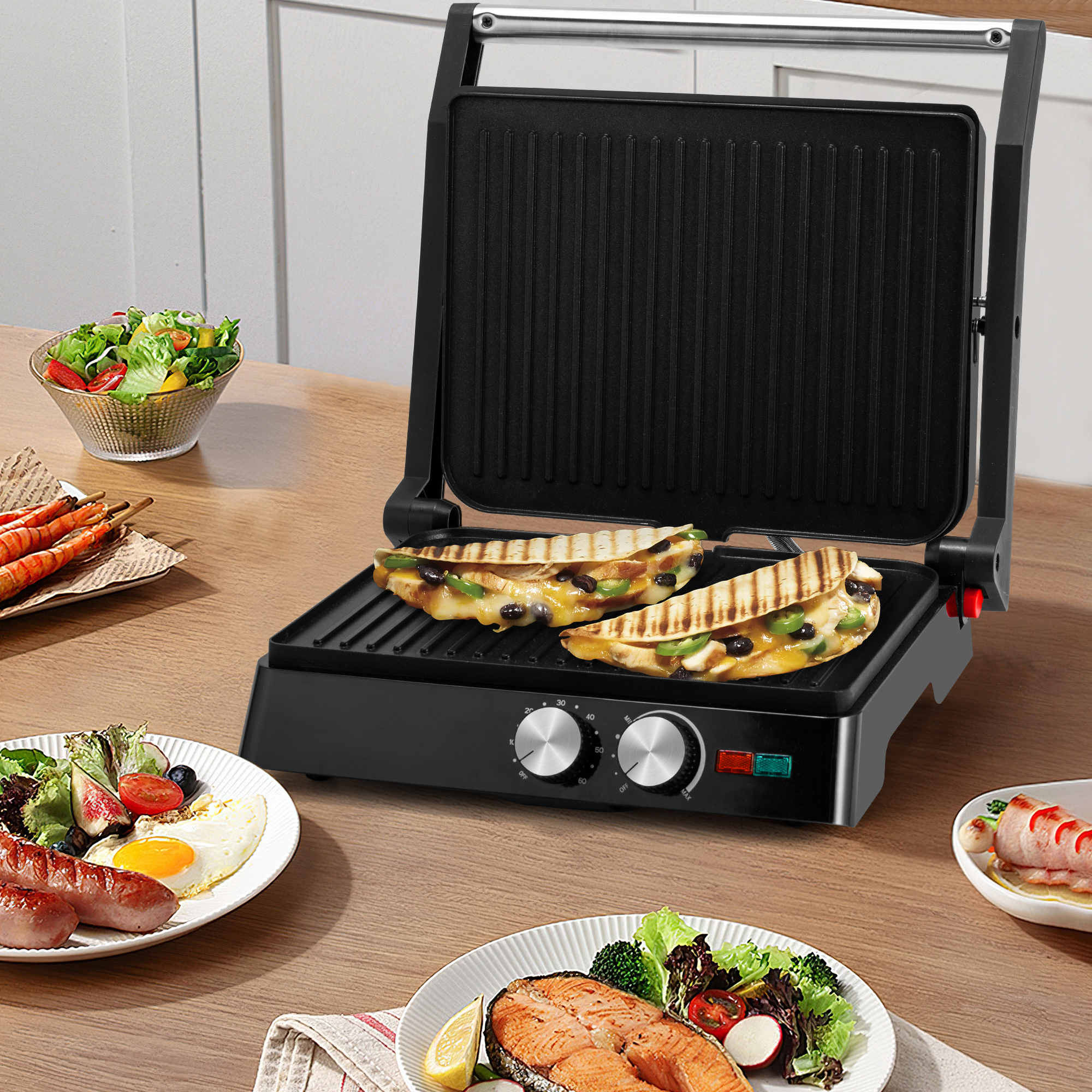 キッチン家電 sandwich machine Amazon.com: SUSTEAS 2in1 Panini Press Sandwich Maker and 304