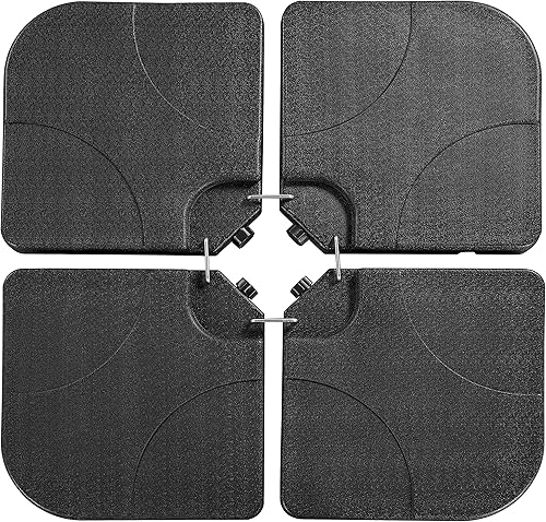 Yaheetech Base de sombrilla para exteriores, 4 piezas, soporte de sombrilla cuadrado con forma voladiza relleno de agua o arena para jardín, patio