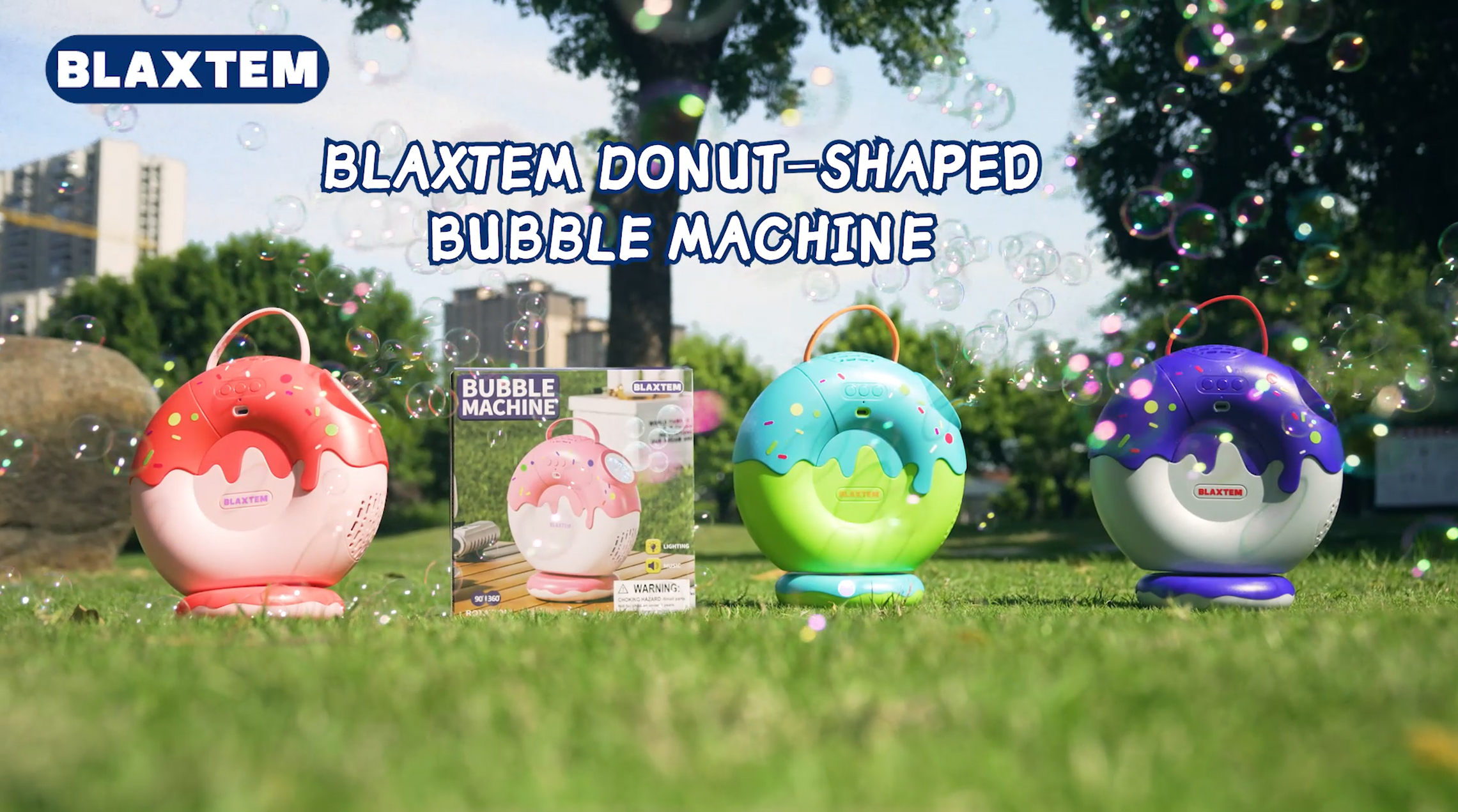 Amazon.com: BLAXTEM Rechargeable Bubble Machine Donut-Shaped - 90