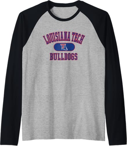 Miniatura 6 de Louisiana Tech Bulldogs Varsity Logo - Camiseta de béisbol raglán con licencia oficial, Negro - Negro/Blanco,Jaspeado Oscuro/Blanco,Jaspeado