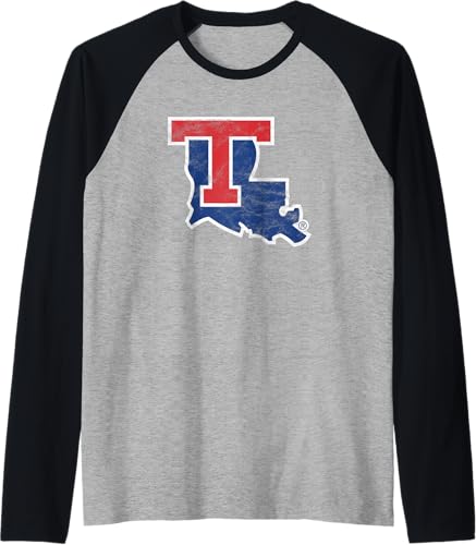 Louisiana Tech Bulldogs Distressed Primary Raglan Baseball Tee